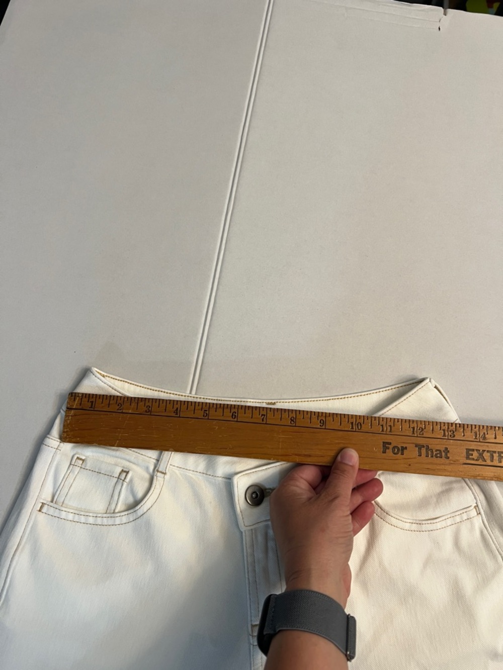 HALARA ASYMMETRIC WHITE STRETCH DENIM WIDE LEG JEANS PANTS  SIZE XS NEW - Picture 12 of 16